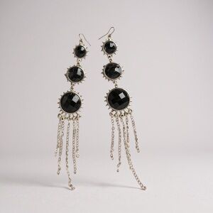 Elegant Black and Silver Dangle Earrings